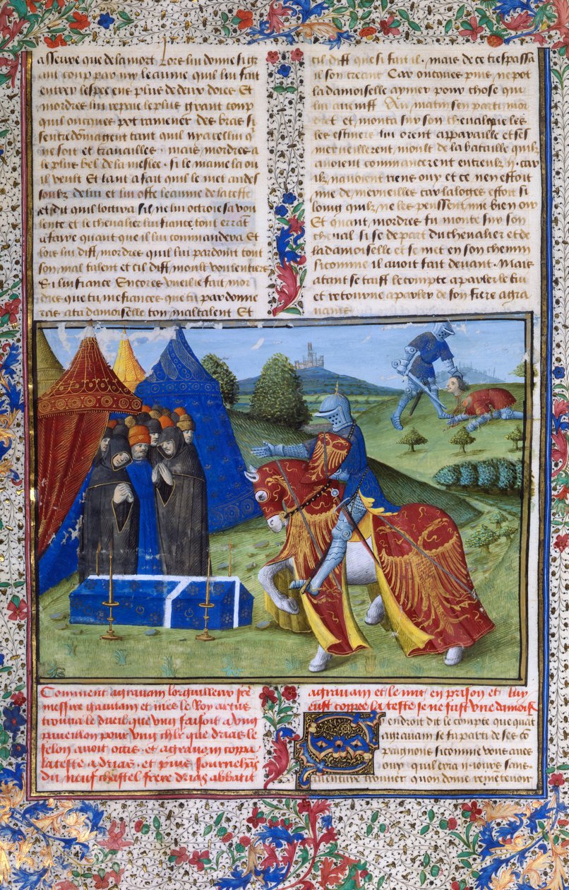 Strona z Le Livre de Lancelot du Lac Księga Sir Lancelota Jeziora, XV wiek autorstwa Unbekannt