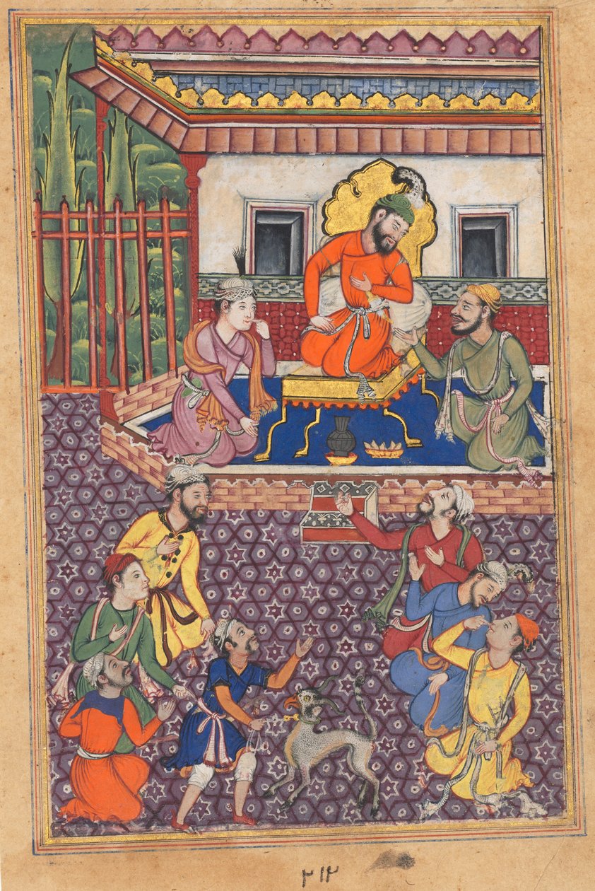 Strona z Opowieści papugi Tuti-nama: Czterdziesta szósta noc: Dwór Radży z Ujjain, ok. 1930 r. 1560 autorstwa Unbekannt
