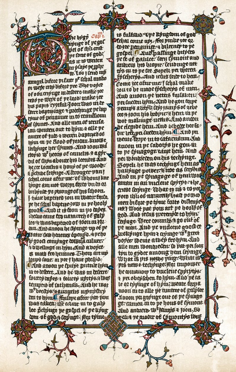 Strona z tłumaczenia Biblii na język angielski przez Wycliffa, ok. 1400 r autorstwa Unbekannt