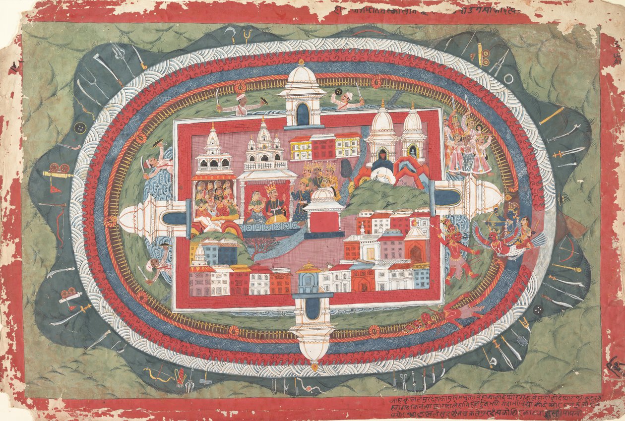 Strona z rozproszonego rękopisu Bhagavata Purana Życie Kryszny, ca. 1775. autorstwa Unbekannt