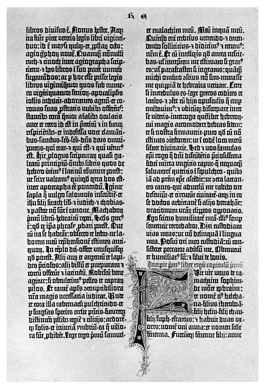 Strona z Biblii Gutenberga, c1455 1956 autorstwa Unbekannt