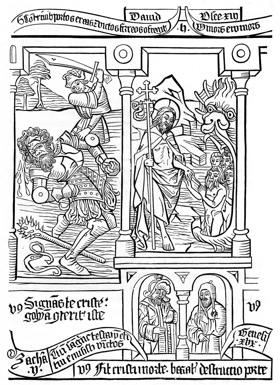 Strona z Biblia Pauperum, XV wiek, 1870 autorstwa Unbekannt
