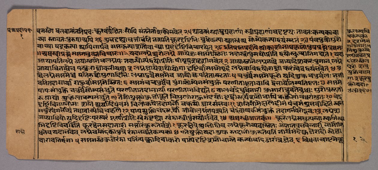 Strona z Prasnapradipy, hinduskiego tekstu astrologicznego, c. XVIII wiek. autorstwa Unbekannt
