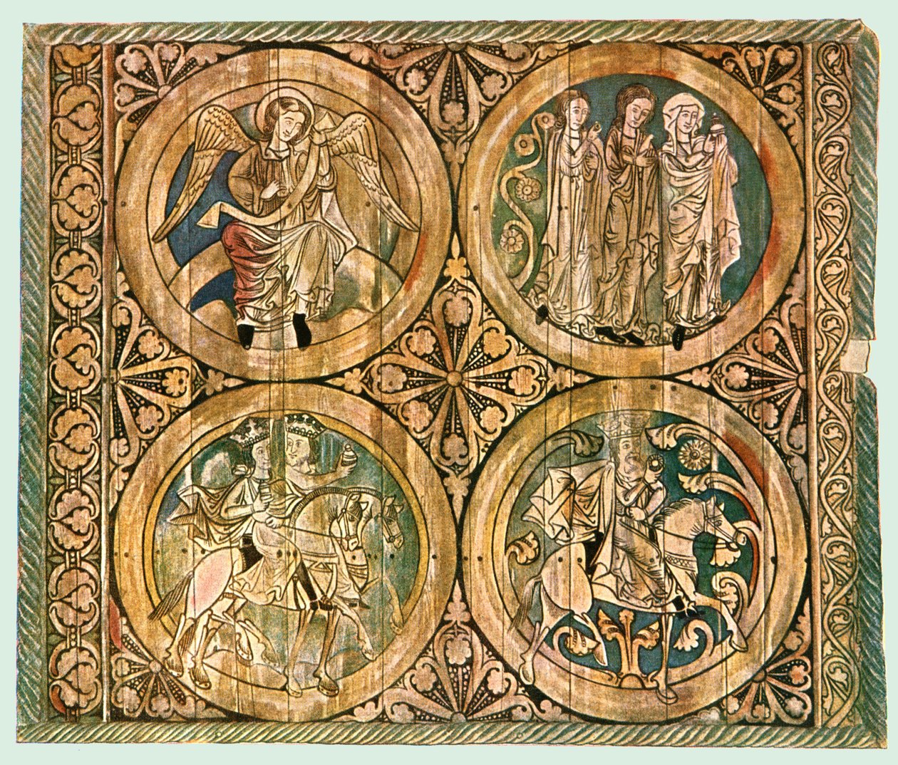 Malowany drewniany sufit, stary kościół w Dädesjö, Småland, Szwecja, 1928. autorstwa Unbekannt
