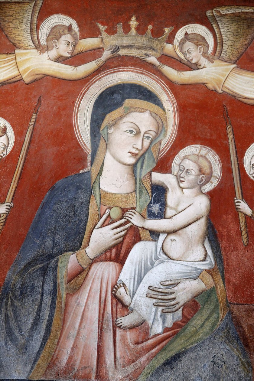 Obraz w bazylice di Santa Caterina, Galatina, Apulia: Aniołowie wieńczący Maryję trzymającą Jezusa, Galatina, Włochy autorstwa Unbekannt