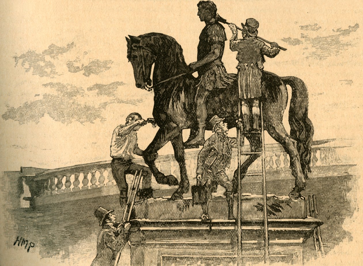 Malowanie posągu króla Wilhelma III na czarno, Dublin, Irlandia, 1821 c1890. autorstwa Unbekannt