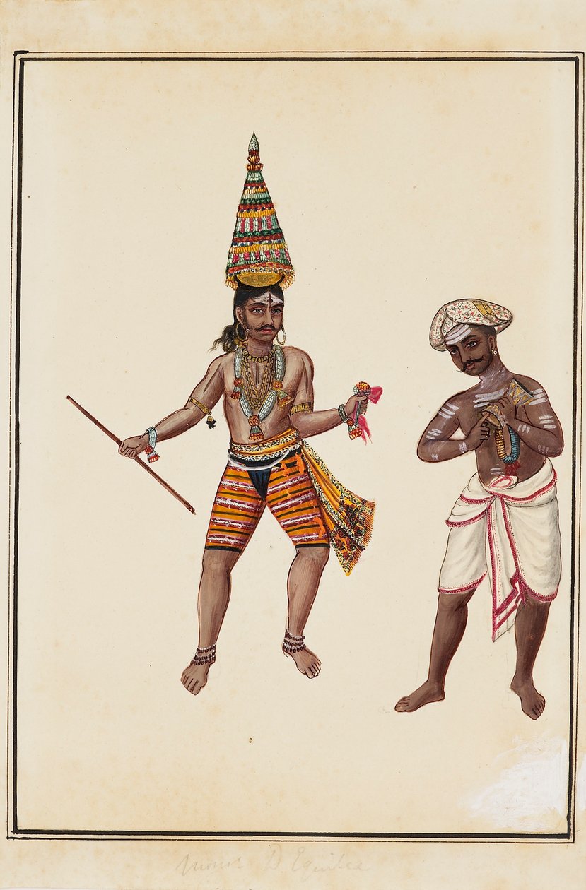 Para męskich tancerzy świątynnych, 1820-1825 autorstwa Unbekannt