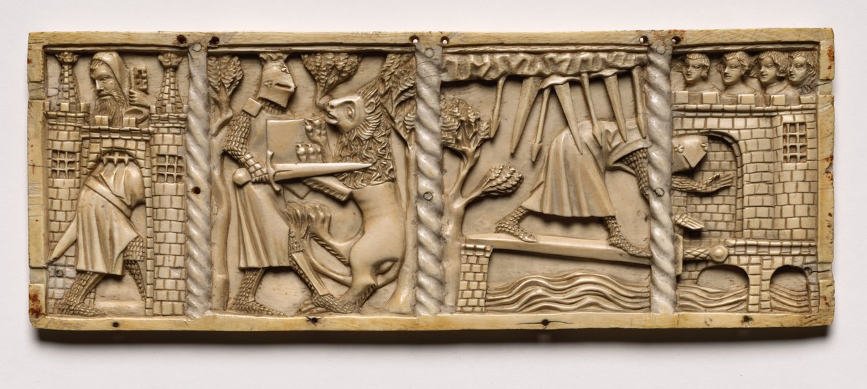 Panel z trumny ze scenami z romansów dworskich, 1330. autorstwa Unbekannt