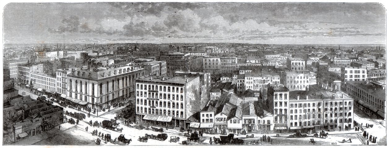Panorama Chicago ze szczytu ratusza, USA, 1871 r. autorstwa Unbekannt