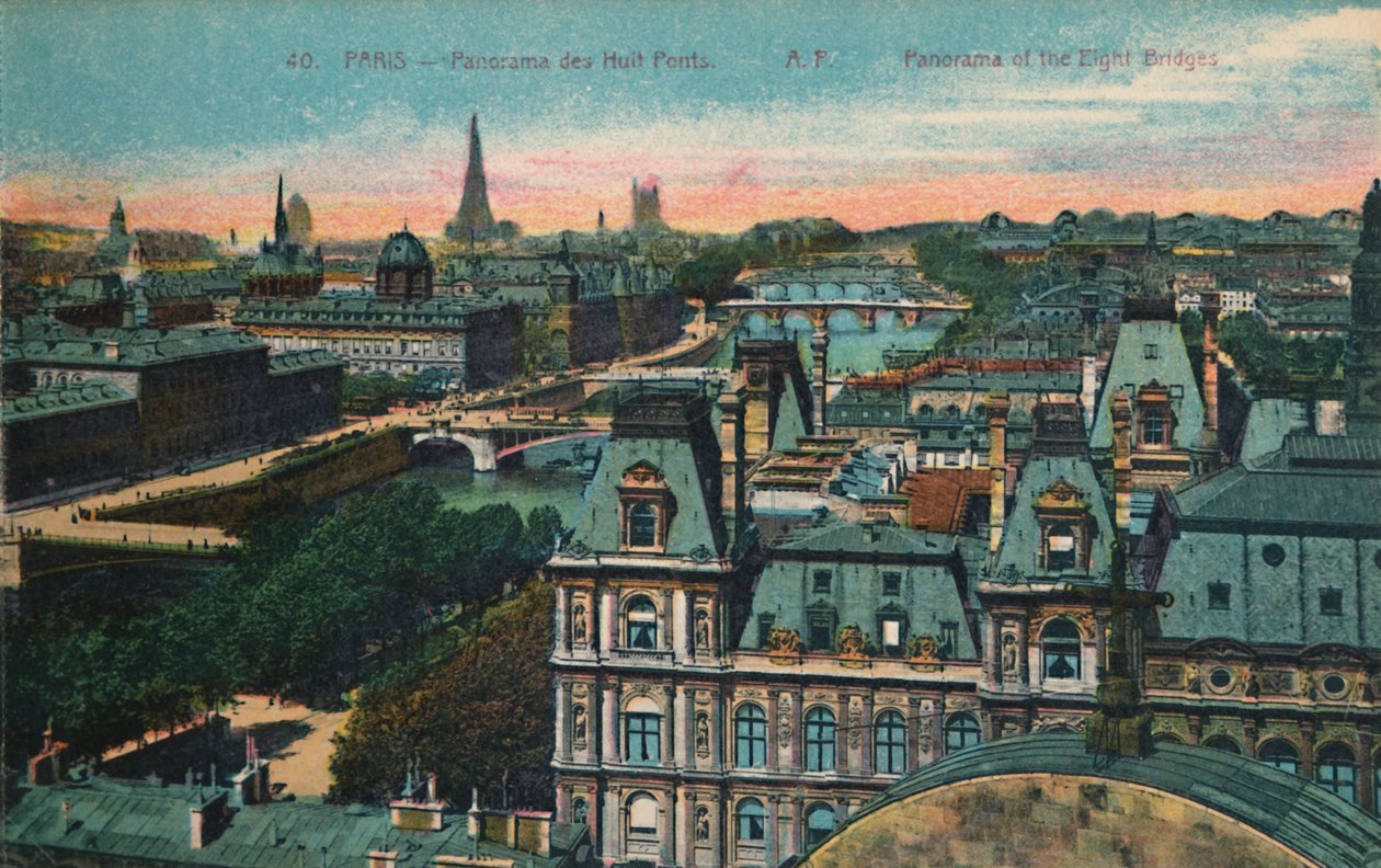 Panorama Ośmiu Mostów, Paryż, ok. 1920 autorstwa Unbekannt