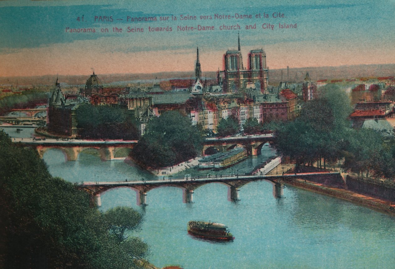 Panorama Sekwany z katedrą Notre-Dame i Île de la Cité, Paryż, ok.1920 autorstwa Unbekannt