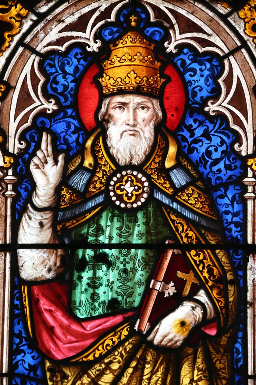 Pape Alexandre Ier (pape de 107 a 116) - kościół św. Fargeau. Witraż. Papież Aleksander I. Francja autorstwa Unbekannt