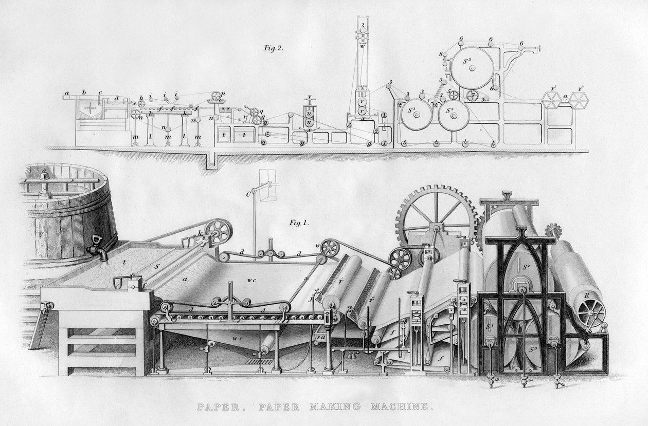Maszyna do produkcji papieru, 1866 autorstwa Unbekannt
