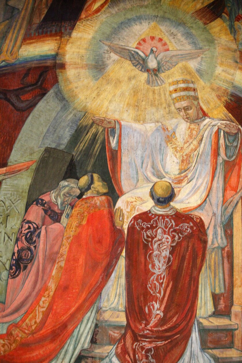 Paryż, Francja Kościół Saint-Esprit Freco przedstawiający zgromadzenie Vaticanum II, Paryż, Francja autorstwa Unbekannt
