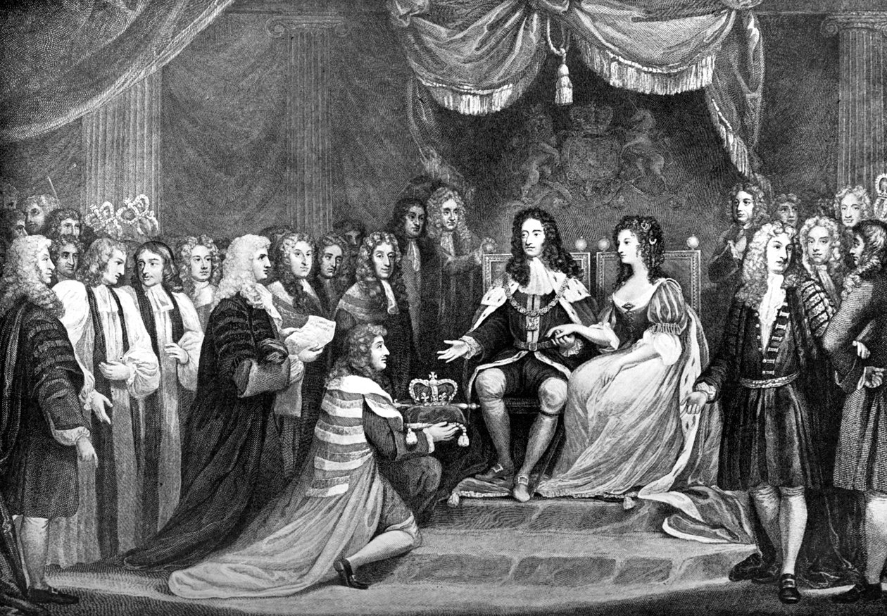 Parlament ofiarowujący koronę Wilhelmowi i Marii, 1689, koniec XVIII wieku autorstwa Unbekannt