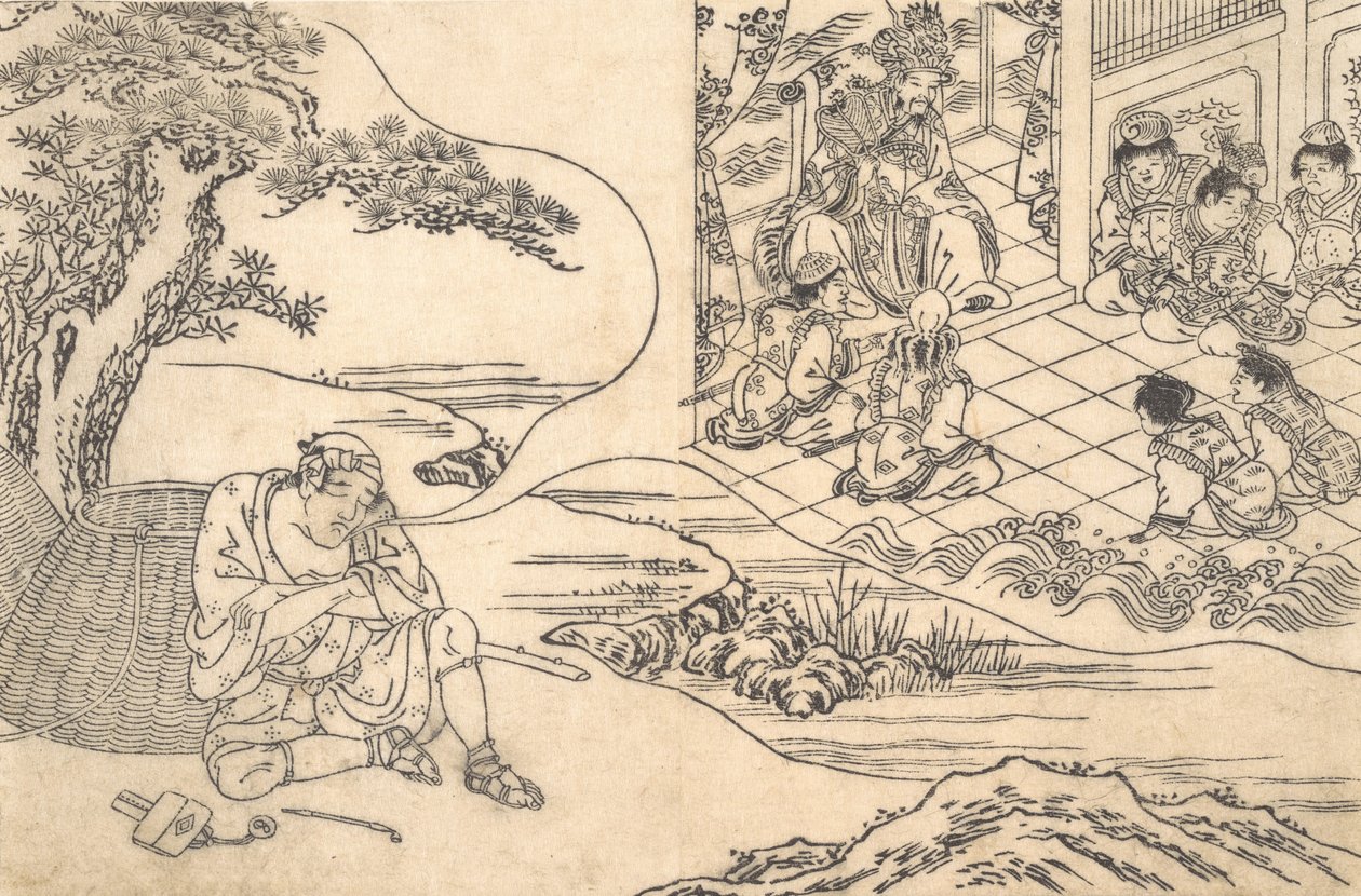 Parodia opowieści o młodym człowieku Lu: Śniący rybak, ca. 1700. autorstwa Unbekannt