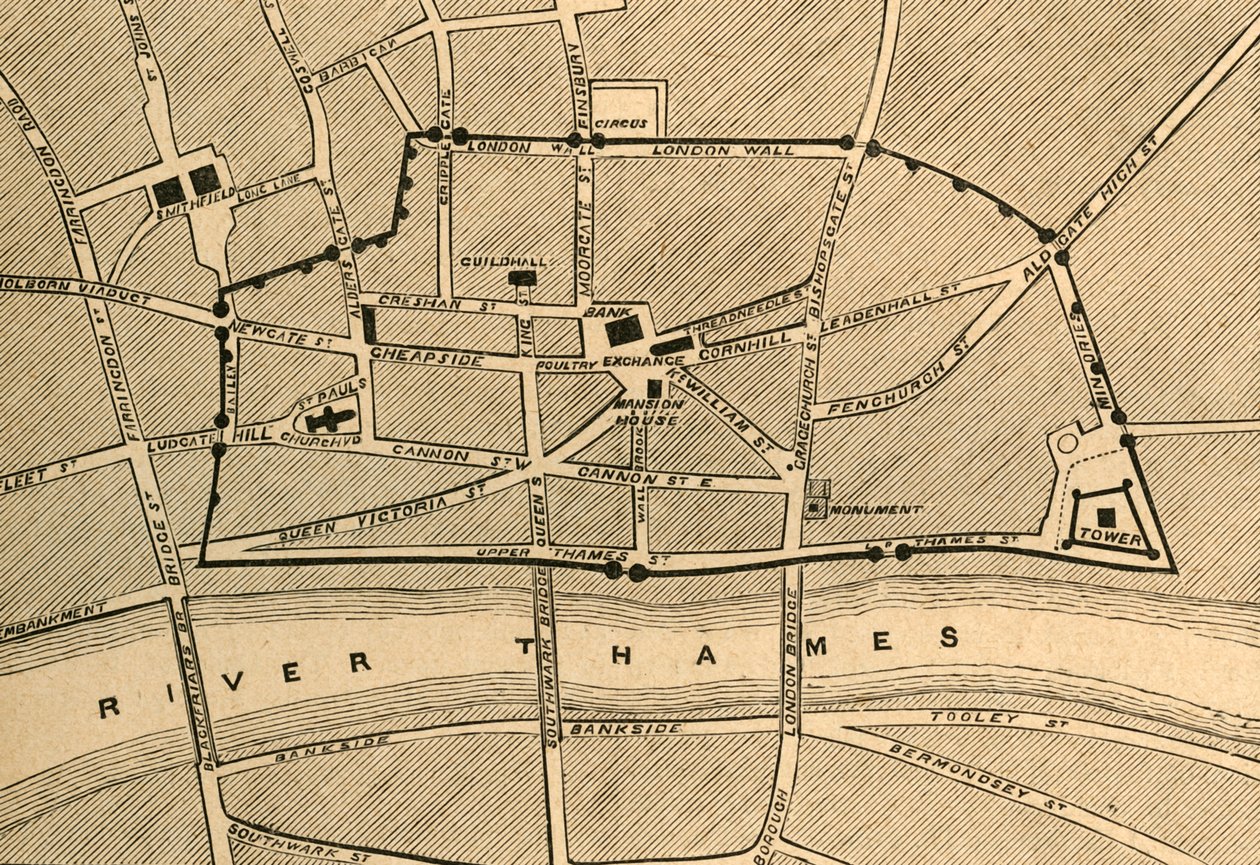 Część współczesnego Londynu, przedstawiająca starożytny mur, 1897. autorstwa Unbekannt