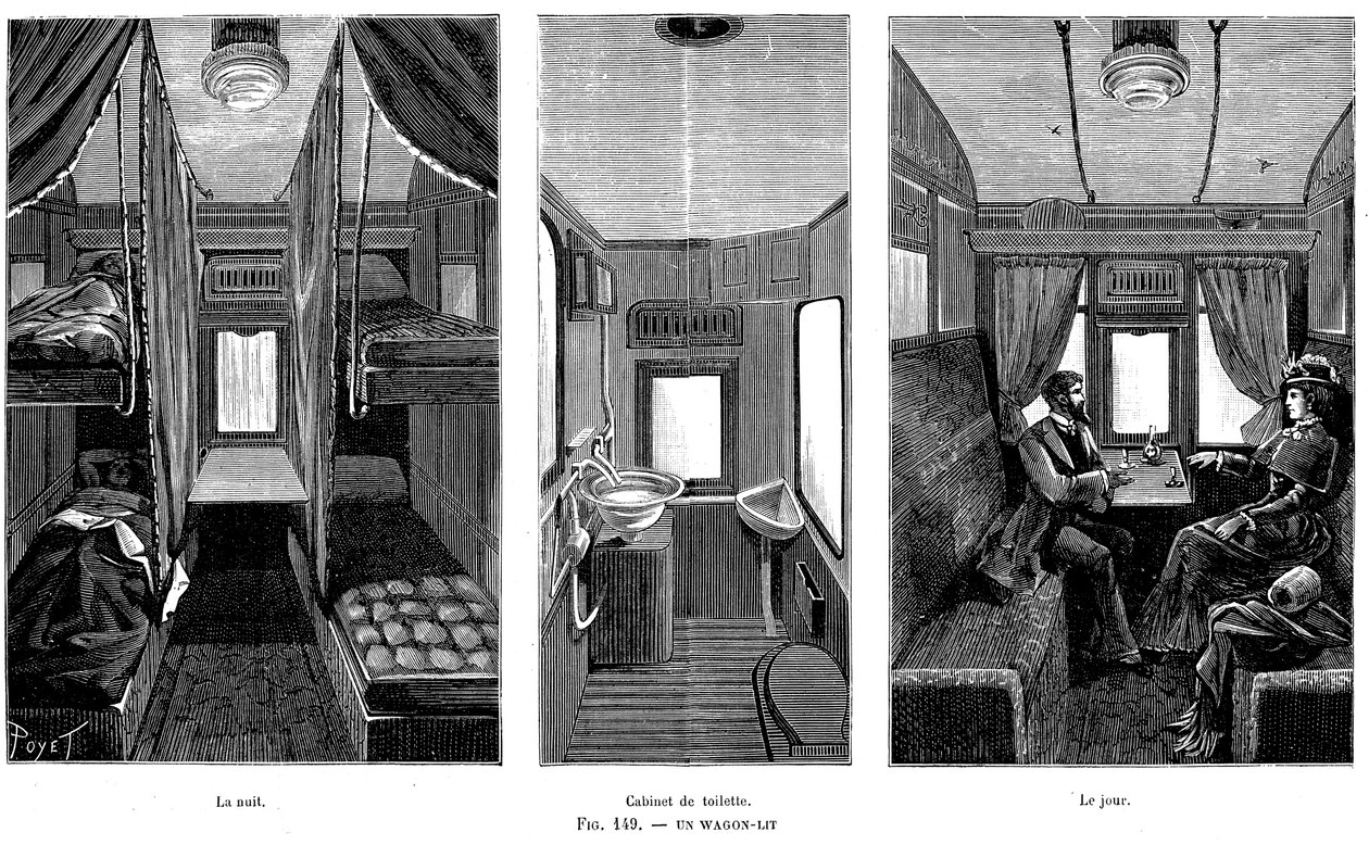 Część wagonu sypialnego oświetlonego wagonami francuskiej kolei, 1890 autorstwa Unbekannt