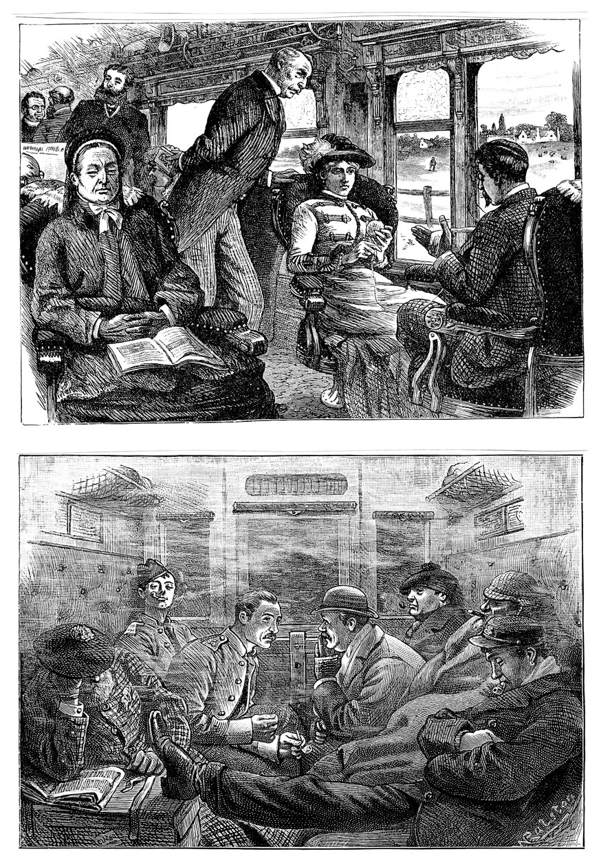 Pasażerowie w pociągu z Londynu do Glasgow, 1884 r autorstwa Unbekannt