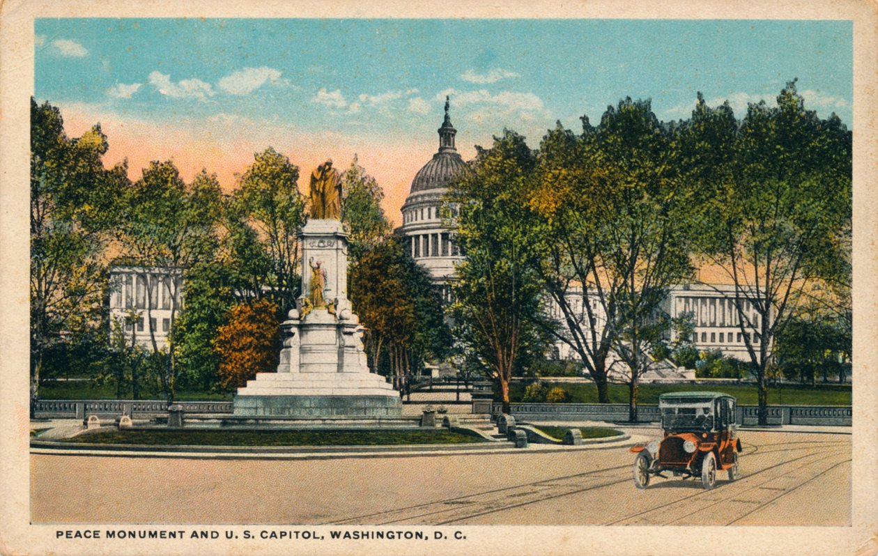 Pomnik Pokoju i Kapitol USA, Waszyngton, DC, c1910 autorstwa Unbekannt