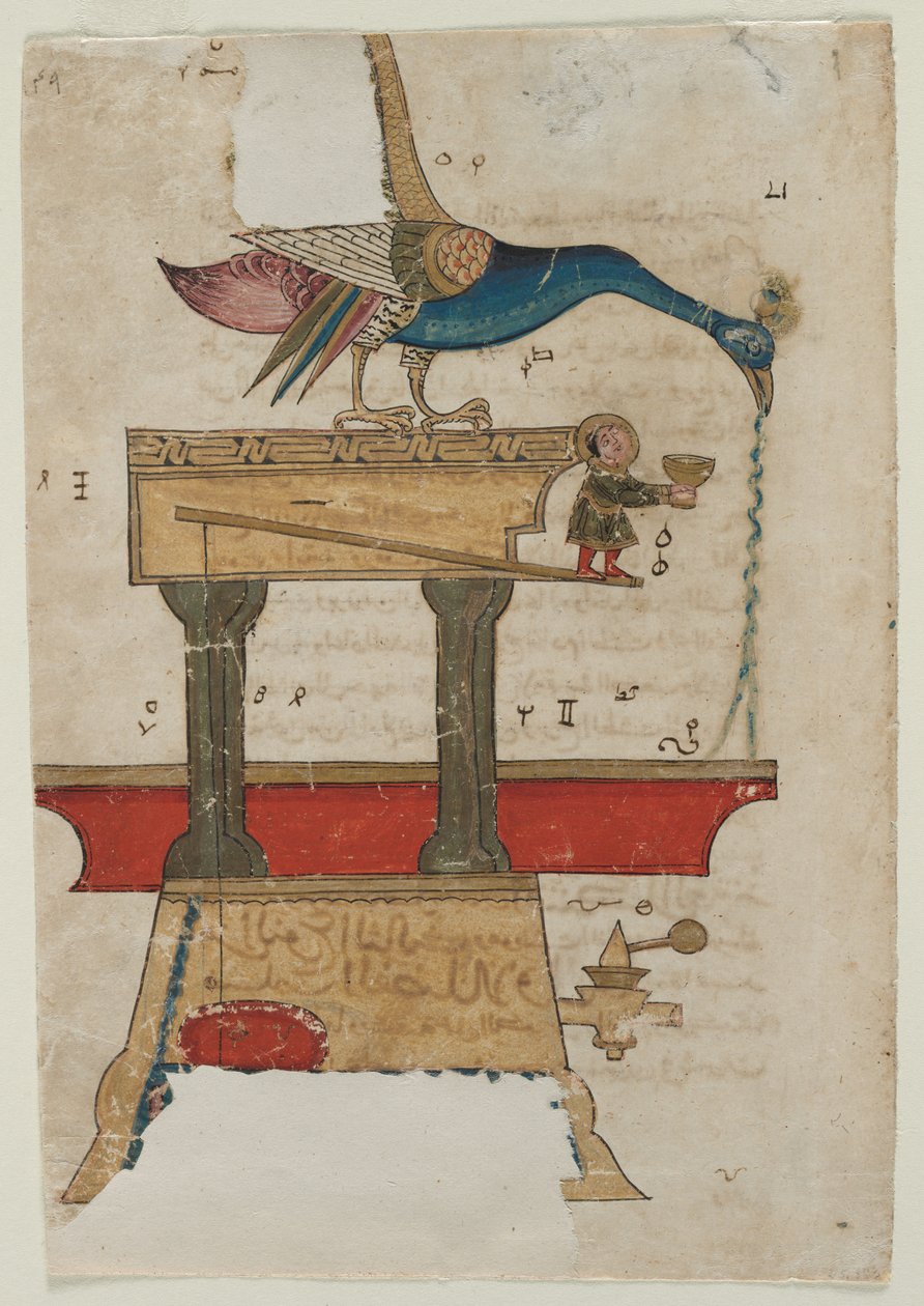 Urządzenie do mycia rąk w kształcie pawia recto, strona tekstowa, proza arabska, 1315. autorstwa Unbekannt