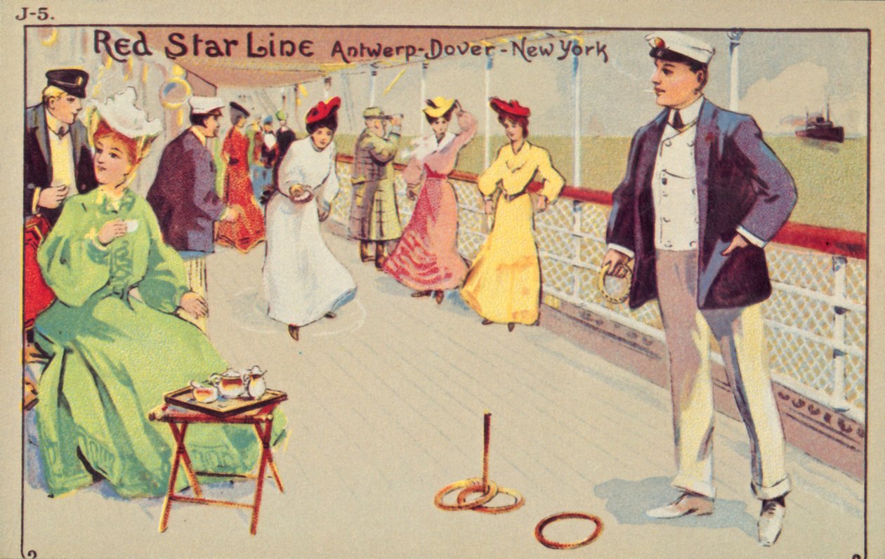 Peg quoits na pokładzie statku pasażerskiego Red Star Line, 1907. autorstwa Unbekannt