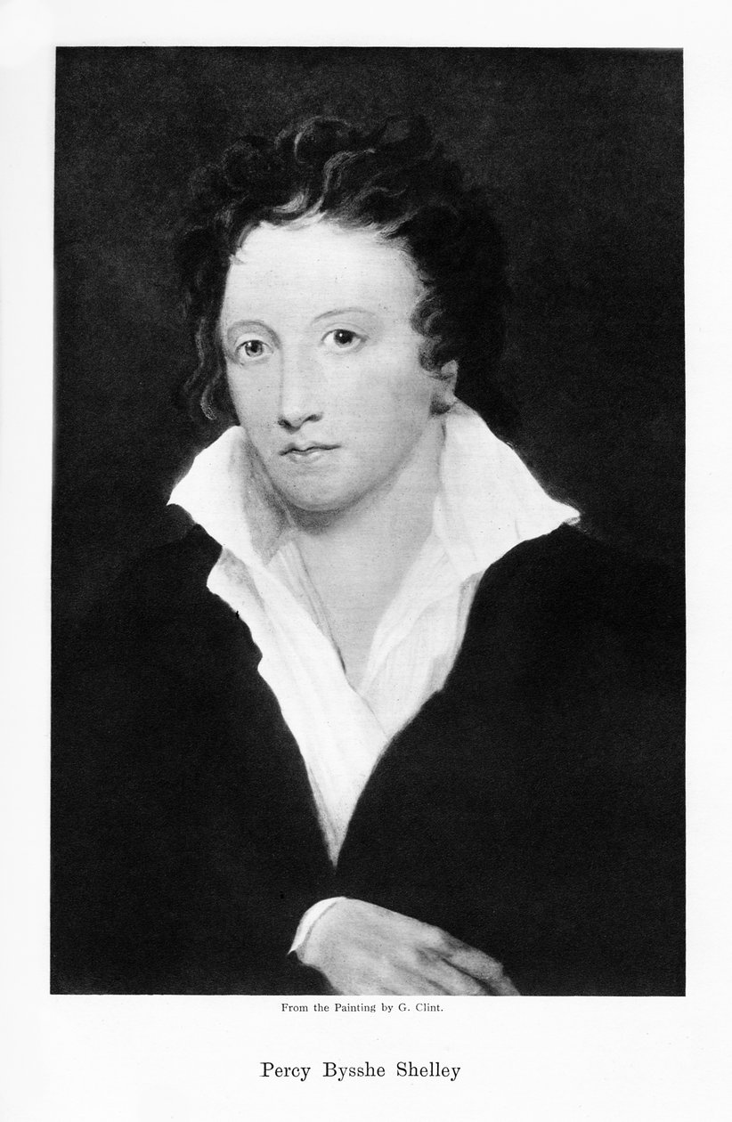 Percy Bysshe Shelley, angielski poeta romantyczny, XIX w. autorstwa Unbekannt