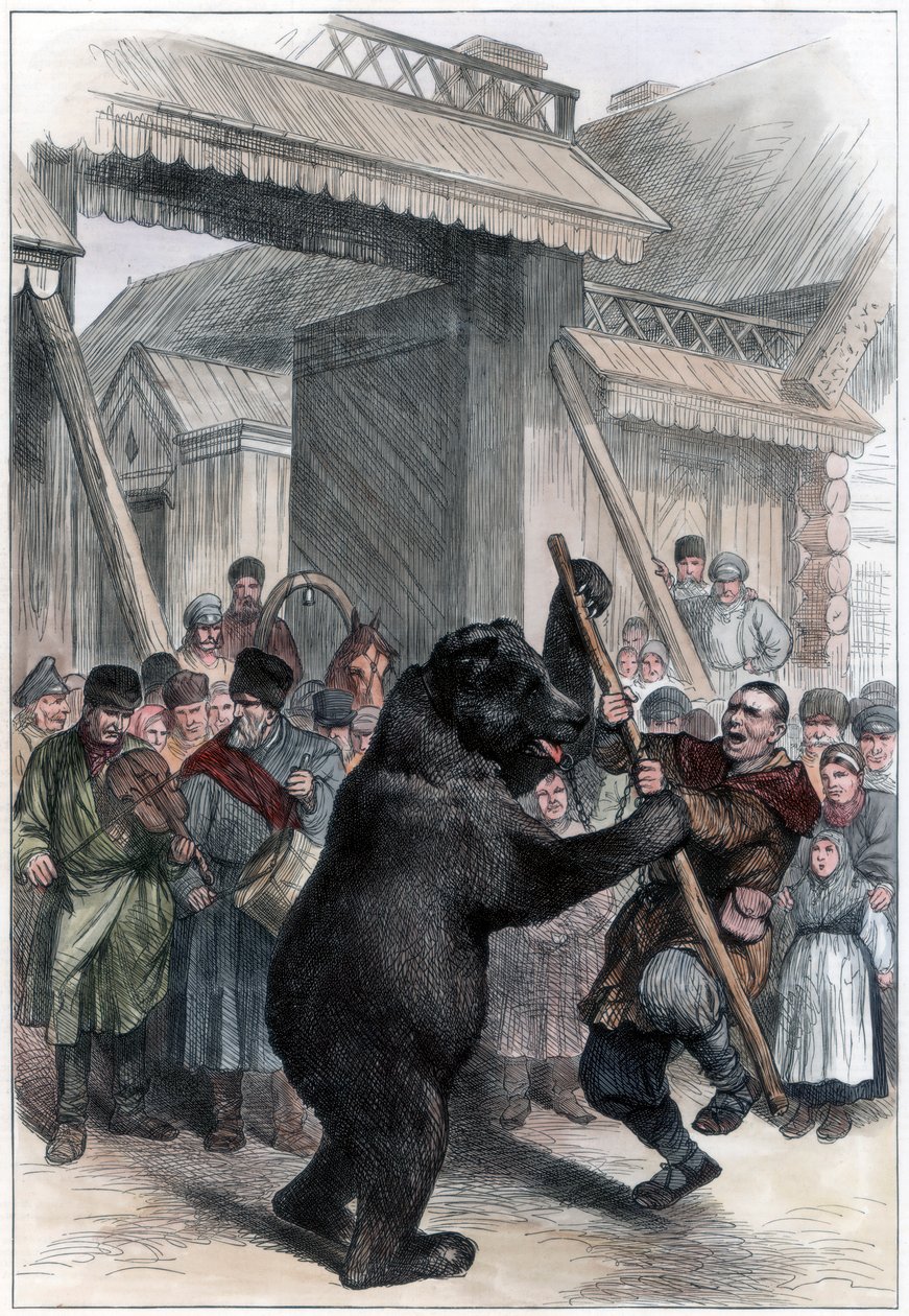 Występ niedźwiedzia w rosyjskiej wsi, 1877 autorstwa Unbekannt