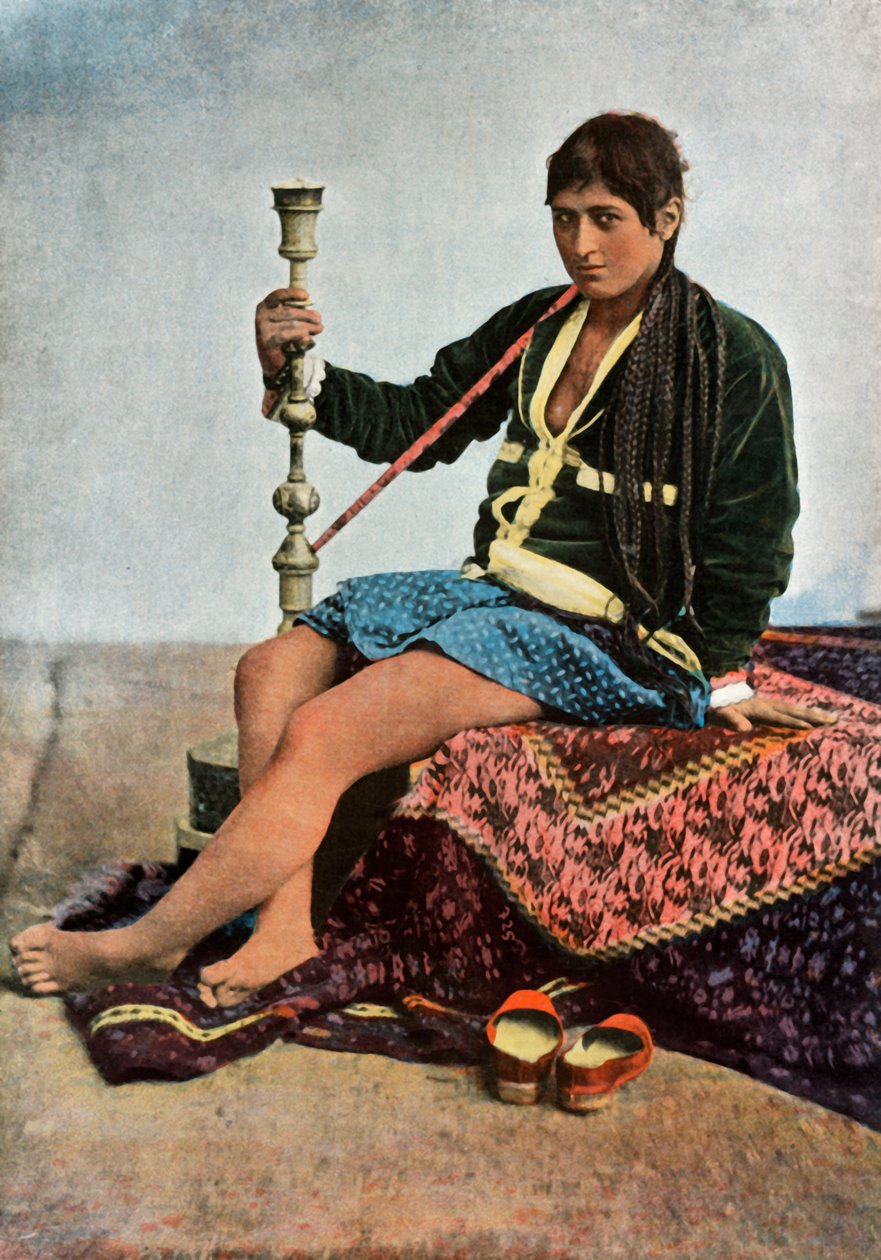 Persane Fumant Le Kalgan, Perska kobieta paląca w Kalgan, 1900. autorstwa Unbekannt