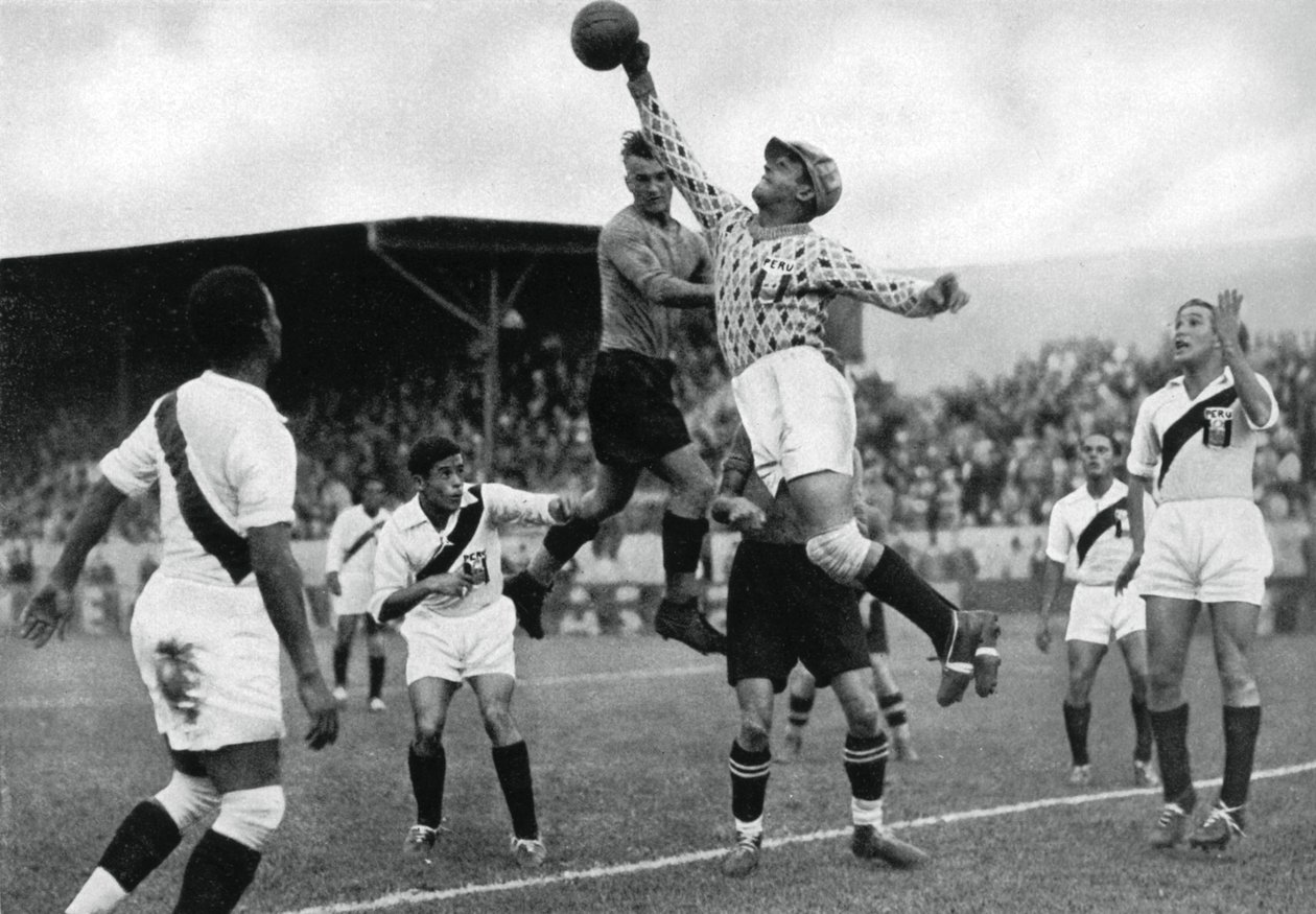 Drużyna olimpijska w piłce nożnej Perus w akcji, Igrzyska Olimpijskie w Berlinie, 1936 autorstwa Unbekannt