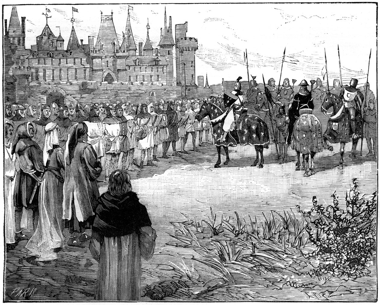 Filip the Fair recenzujący pięć tysięcy Paryżan gotowych do noszenia broni, c1285-1314 1882-1884 autorstwa Unbekannt