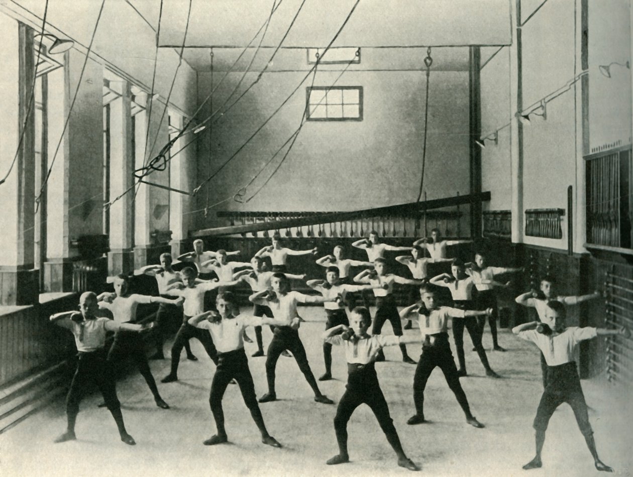 Ćwiczenia fizyczne w Królewskim Instytucie Głuchoniemych, Friar Gate, Derby, 1902. autorstwa Unbekannt