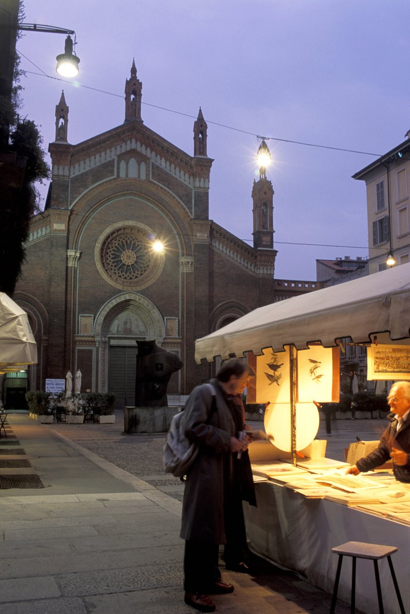 Piazza del Carmine nocą, Mediolan, Lombardia, Włochy autorstwa Unbekannt
