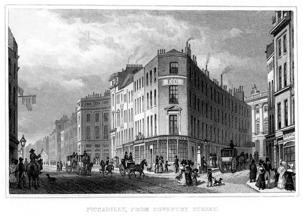 Piccadilly, od Coventry Street, Westminster, Londyn, XIX wiek autorstwa Unbekannt