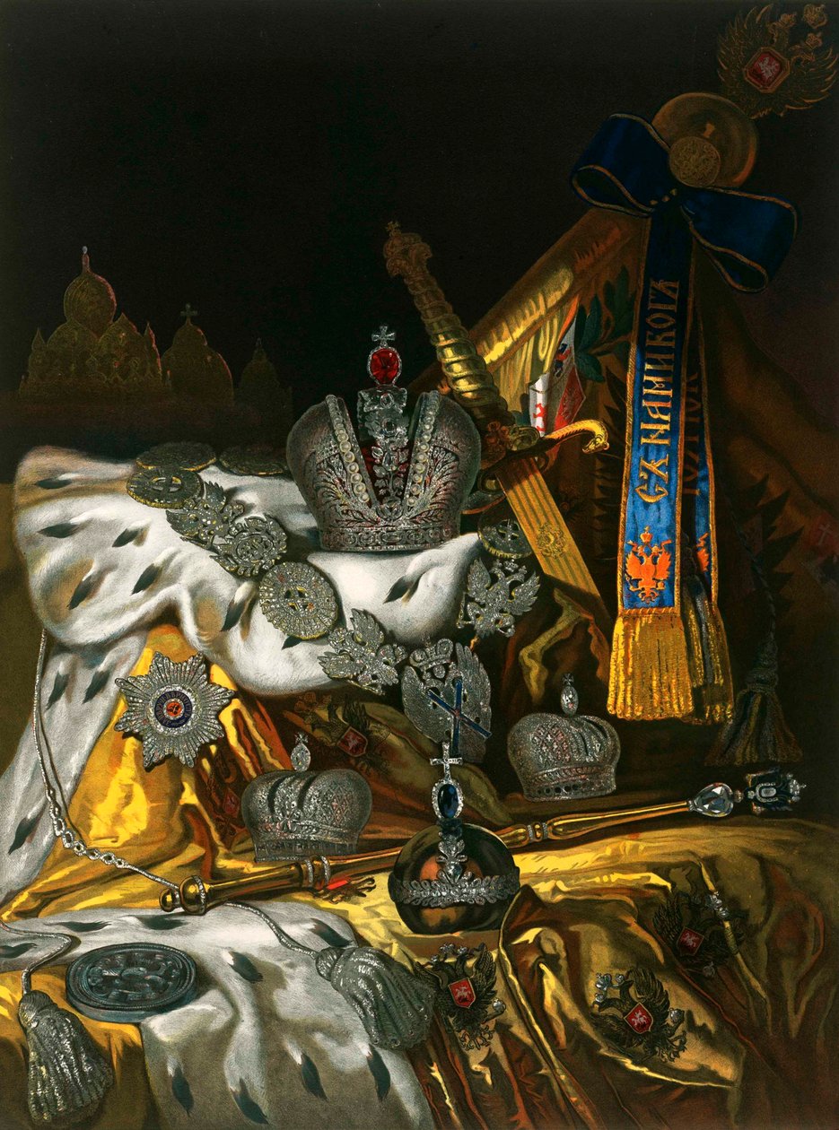 Obraz rosyjskich regaliów cesarskich, 1856. autorstwa Unbekannt