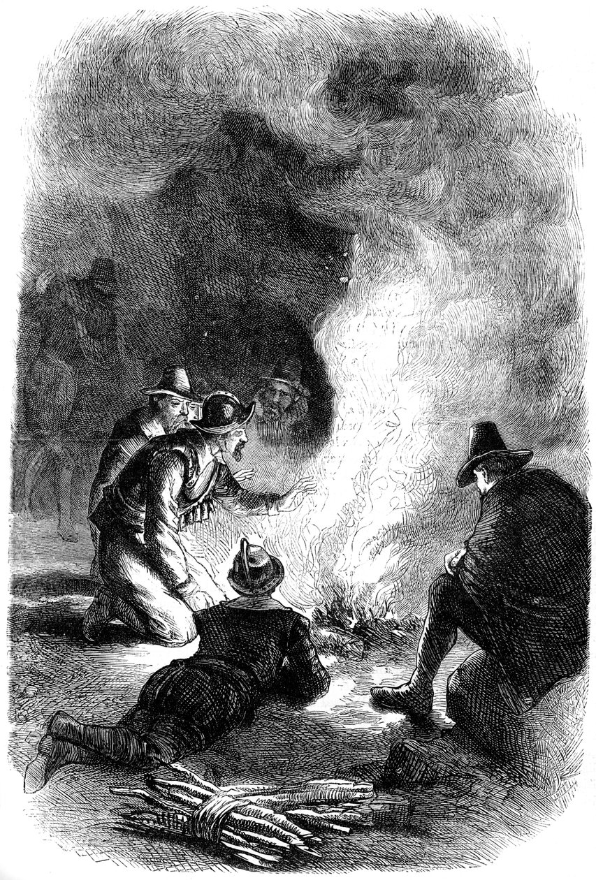 Ojcowie Pielgrzymi wokół ogniska, ok. 1620 ok. 1880 r. autorstwa Unbekannt