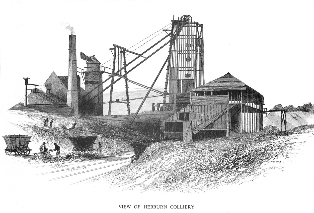 Pithead w Hebburn Colliery, obszar Newcastle-upon-Tyne, 1860 autorstwa Unbekannt