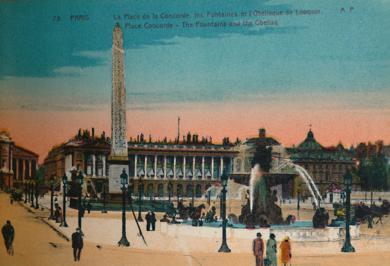 Place de la Concorde - Fontanny i obelisk w Luksorze, Paryż, ok. 1920 autorstwa Unbekannt