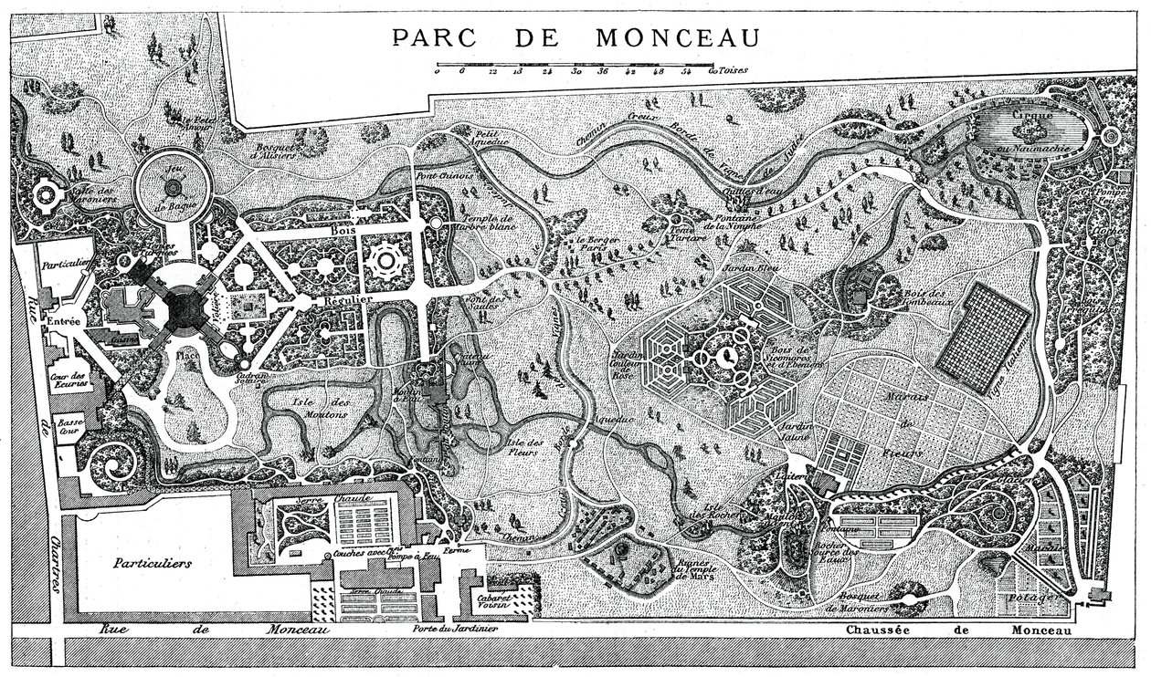 Plan parku Monceau, Paryż, 1778, 1885 autorstwa Unbekannt