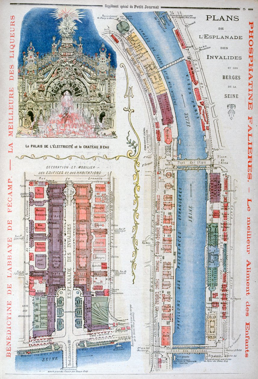 Plan Esplanade des Invalides, Wystawa Powszechna 1900, Paryż, 1900 autorstwa Unbekannt