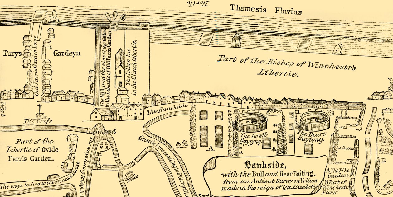 Plan Bankside, początek XVII wieku, c1878. autorstwa Unbekannt