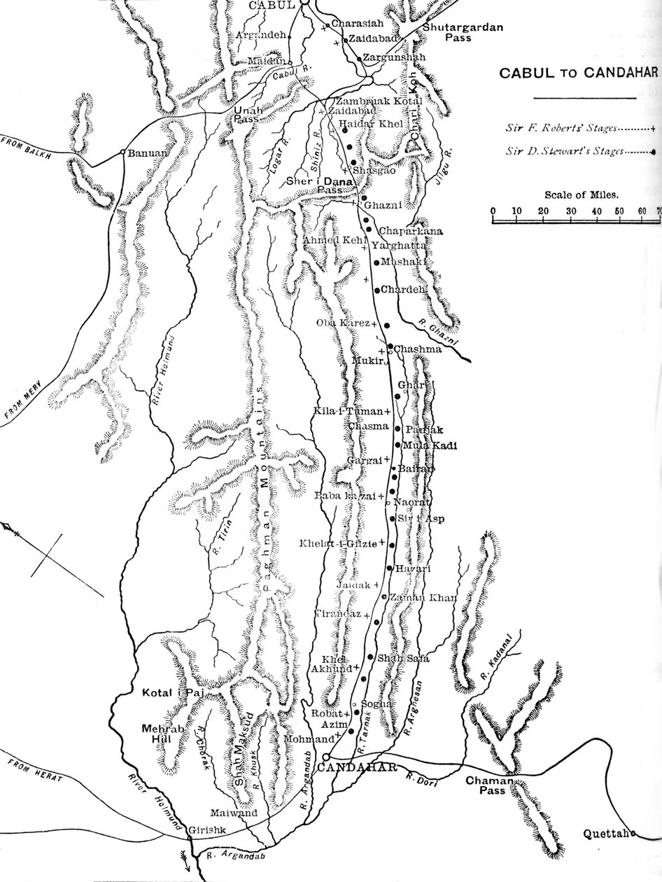 Plan marszu generała Robertsa z Kabulu do Kandaharu, ok. 1880 r autorstwa Unbekannt