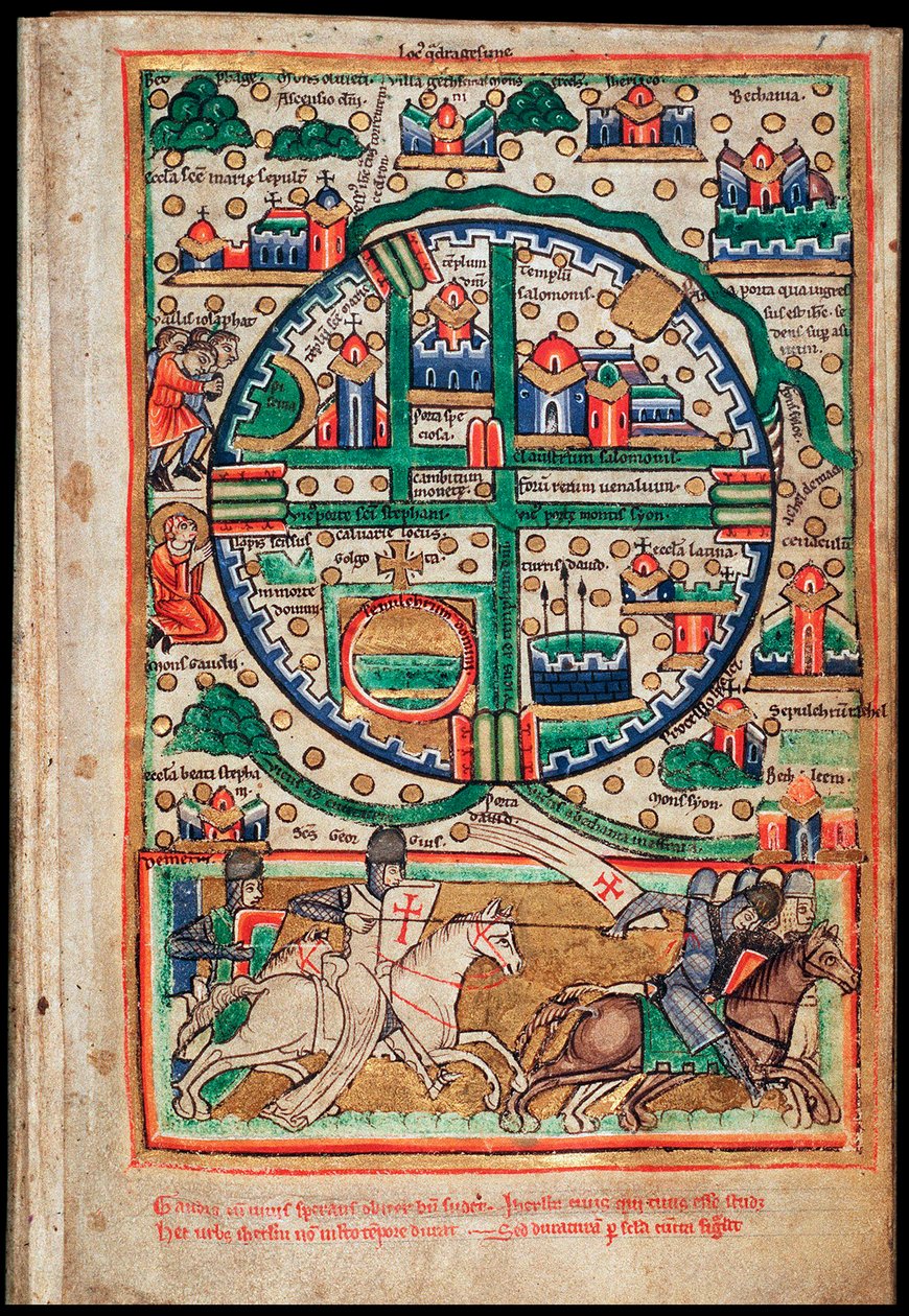 Plan Jerozolimy. Fragment psałterza, ok. 1200 autorstwa Unbekannt