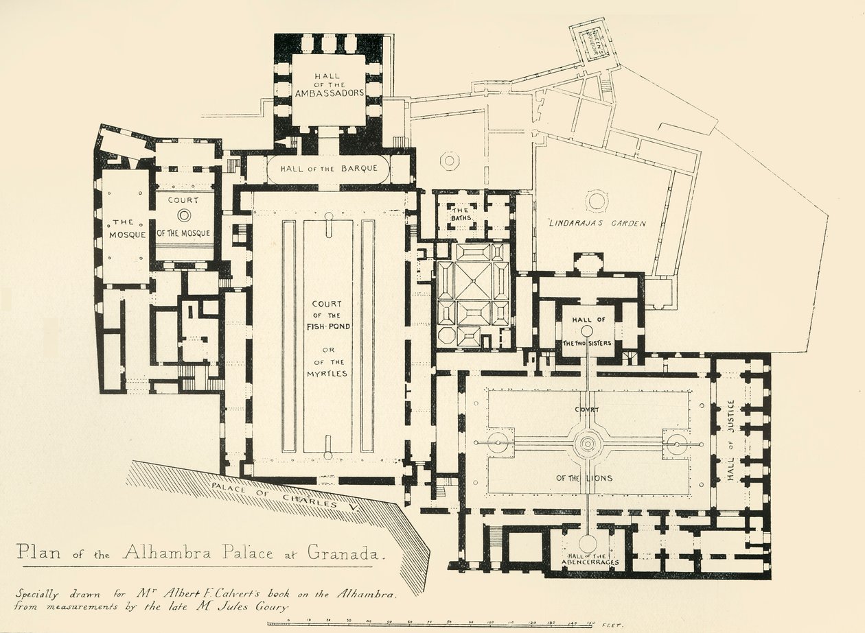 Plan pałacu Alhambra w Granadzie, XIX w., 1907. autorstwa Unbekannt