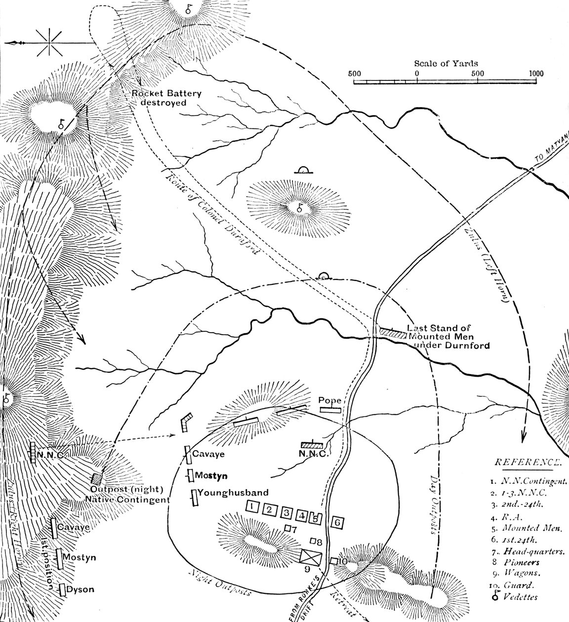 Plan bitwy pod Isandhlwaną, 22 stycznia 1879, ok. 1880 autorstwa Unbekannt