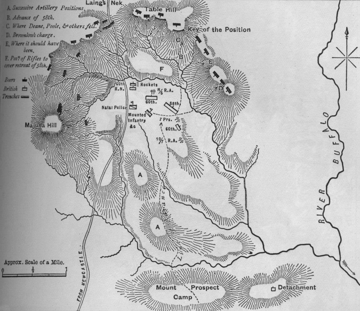 Plan bitwy pod Laings Nek 28 stycznia 1881, c1880s autorstwa Unbekannt