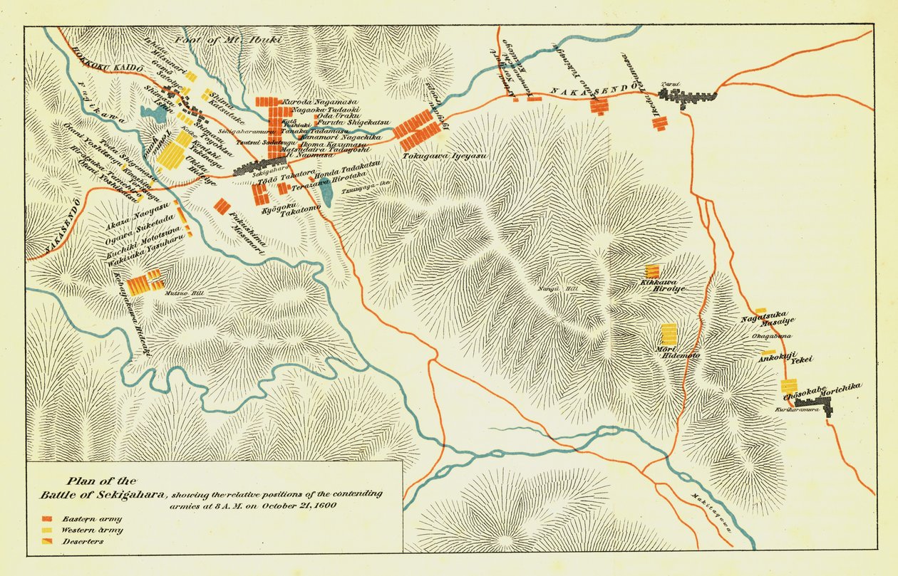 Plan bitwy pod Sekigaharą, 21 października 1600, 1903. autorstwa Unbekannt