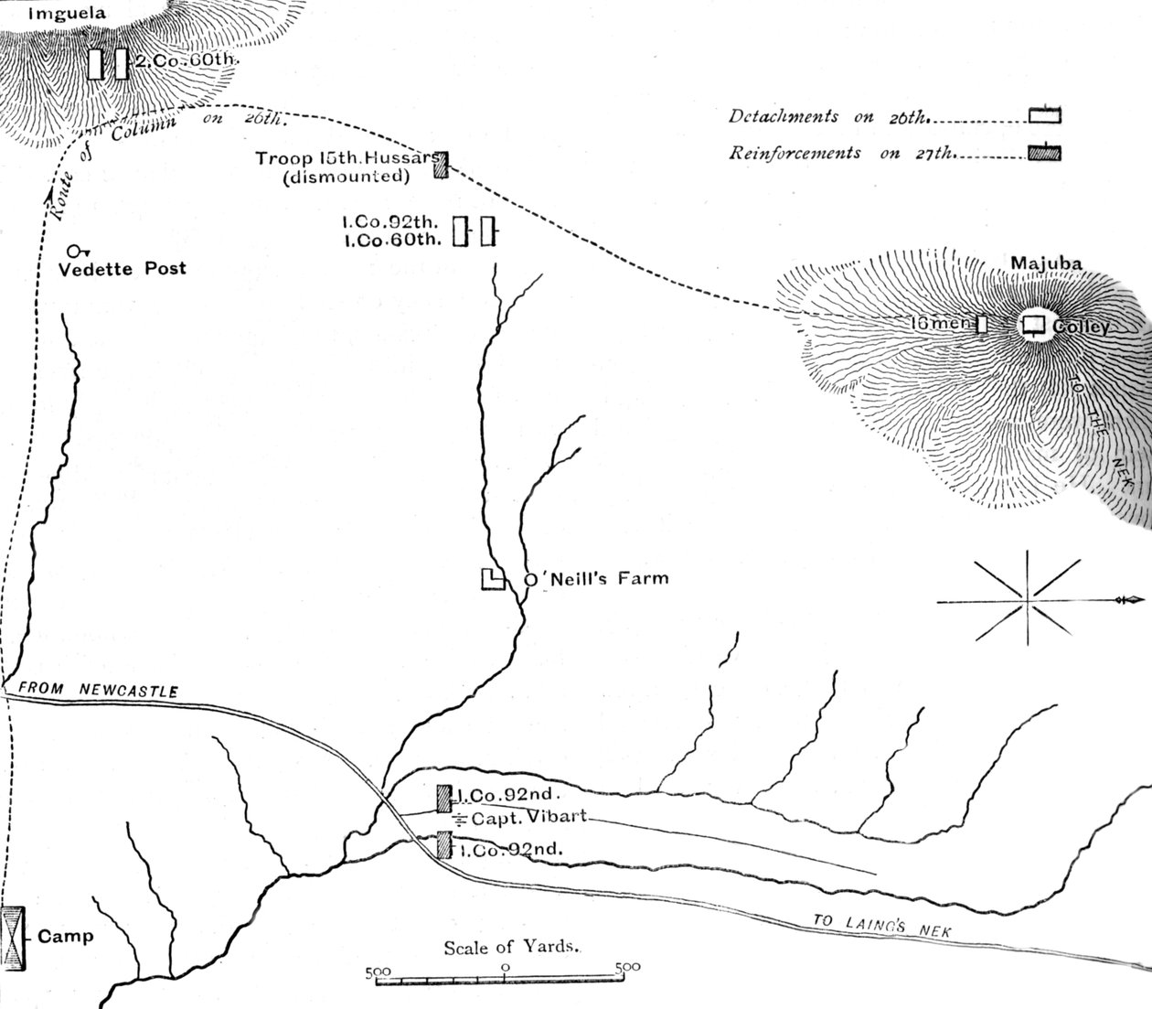 Plan marszu na wzgórze Majuba, 26 lutego 1881 r., ok. 1880 r. autorstwa Unbekannt