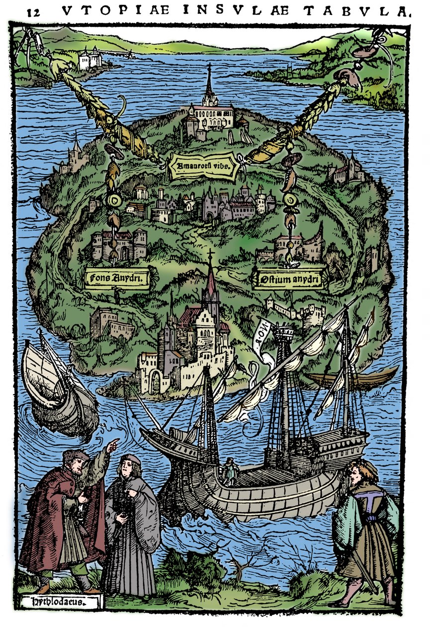 Plan wyspy Utopia, 1518 autorstwa Unbekannt