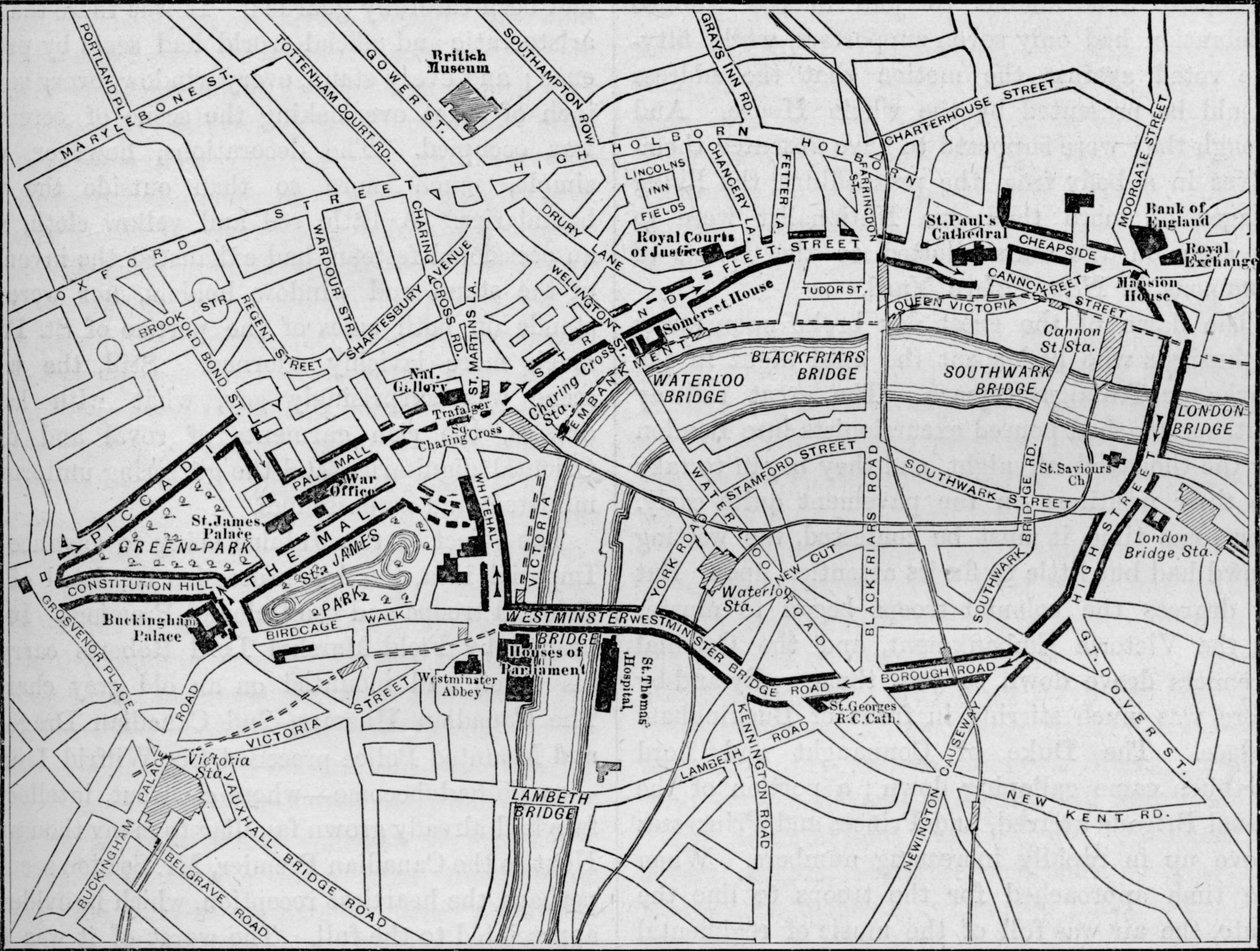Plan trasy procesji królowych w Dzień Diamentowego Jubileuszu, Londyn, 1897 1906 autorstwa Unbekannt